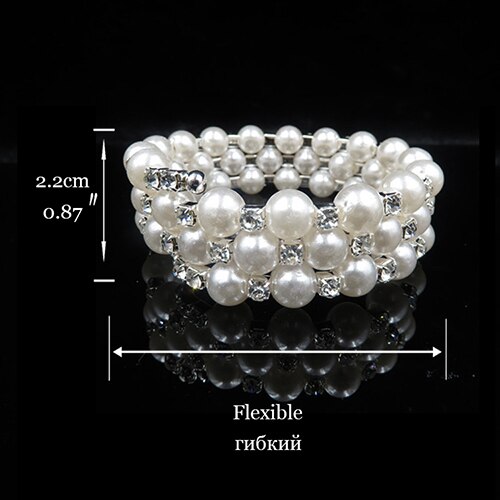 Charm Wedding Bridal Jewelry Set Pearl Party Prom Crystal Bracelet Necklace Earrings for Women jewellery sets: 3 row