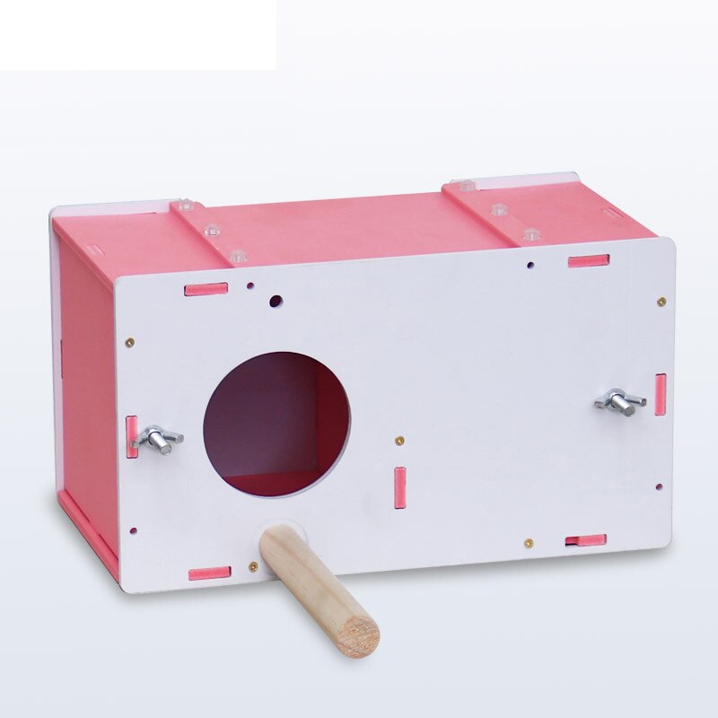Parrot Breeding Wood Box Nest Box Bird Nest Insulation Products Tiger Skin Peony Small Bird Hatching Box Bird Supplies Aviary: Pink / S