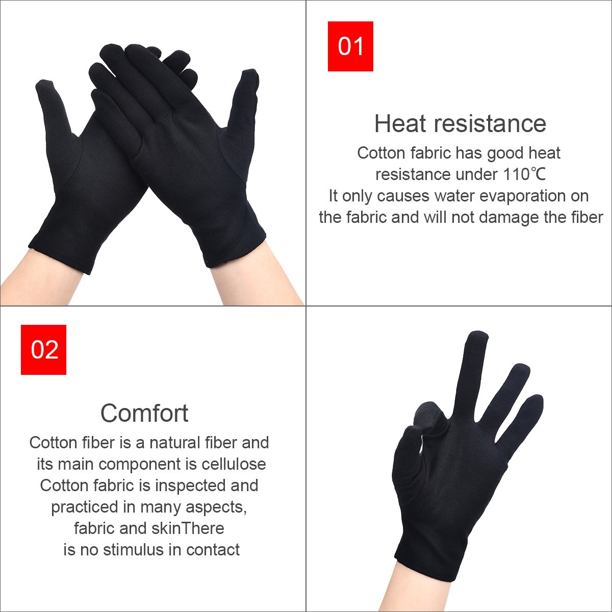 6/4/2 par tynde, godt strakte spandex handsker hvid / sort etikette handsker dans fitness smykker handske