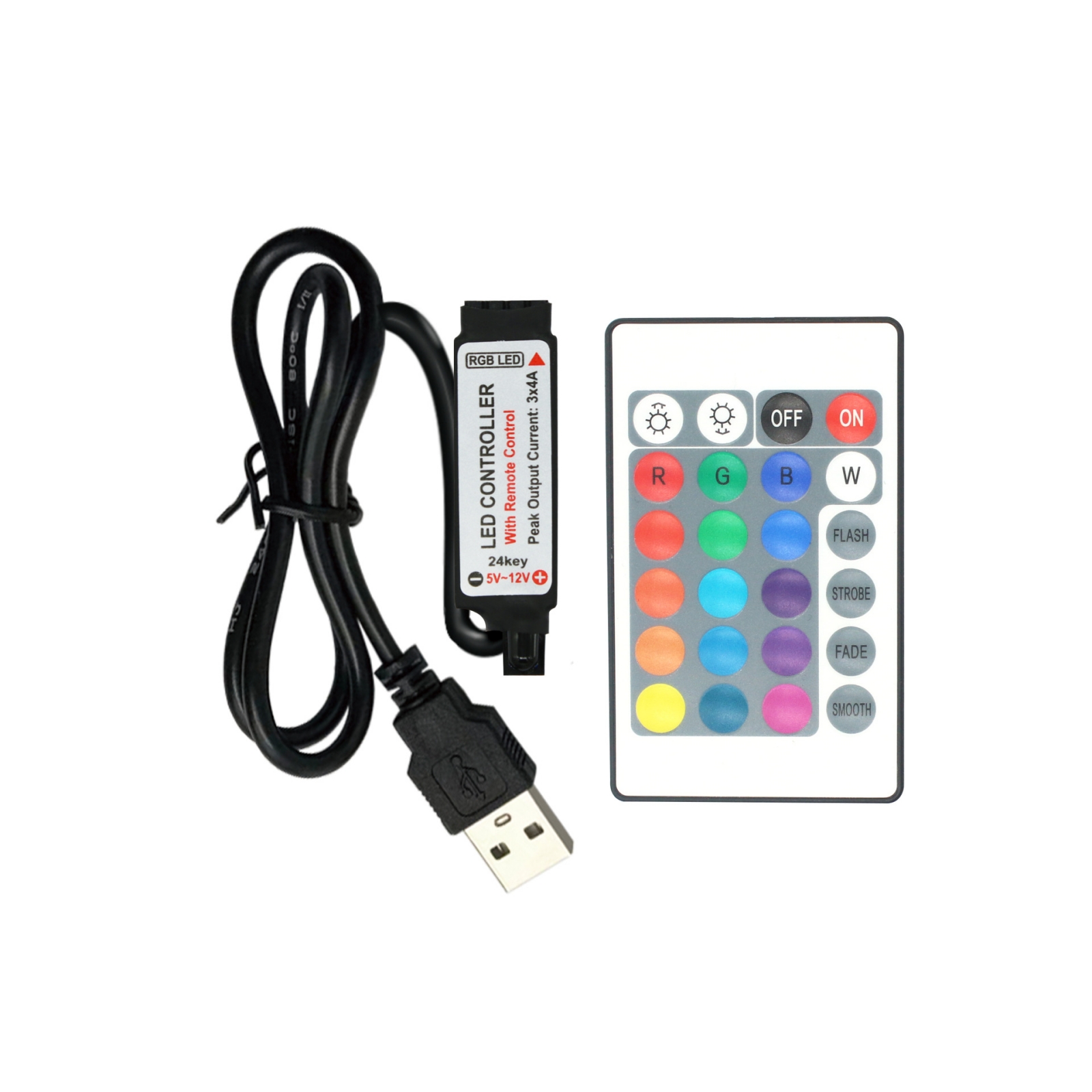 USB RGB Controller DC 5V Mini 3Key 24/44Key IR Bluetooth 17Key RF Wireless Remote Control For LED Strip light Tape Ribbon Lamp: light yellow