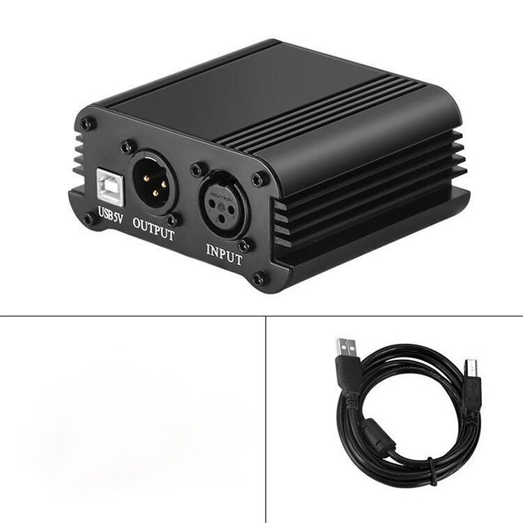Alimentation fantôme 48V avec adaptateur, en Bonus + XLR, câble de Microphone à 3 broches pour tout Microphone à condensateur, équipement d'enregistrement de musique: USB Phantom