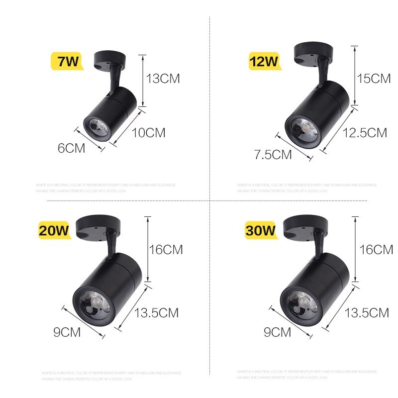 7/12/20/30W Led surface mounted spotlights clothing store home background wall cob ceiling track light shop showroom spot light