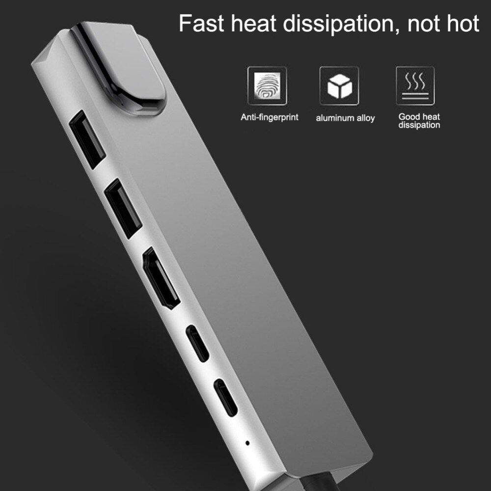 Usb hub typ c till hdmi 4k usb 3.0 thunderbolt 3 dockningsadapter pd laddningskort 8 in 1 hub för macbook pro splitter port typ c hub