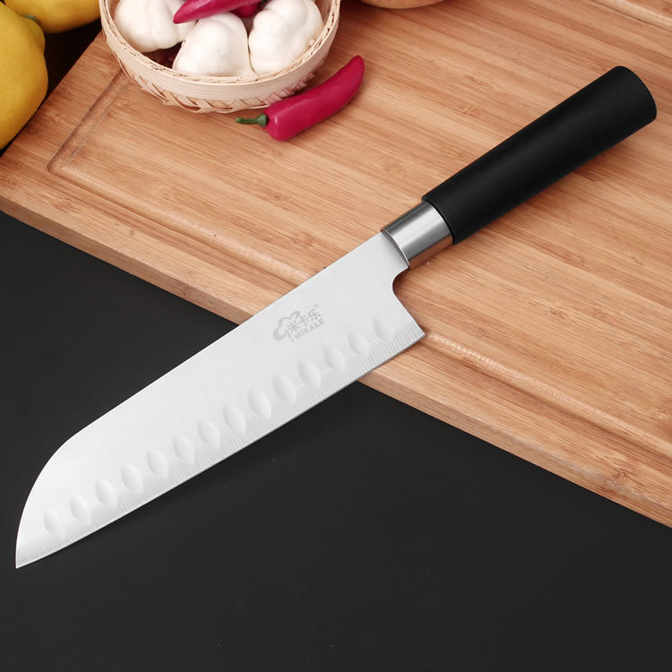 Keittiöveitsi ruostumaton teräs pieni leikkuuveitsi japani nakiri kokki keittiöveitset kevyt terävä terä: 7 tuuman santoku -veitsi