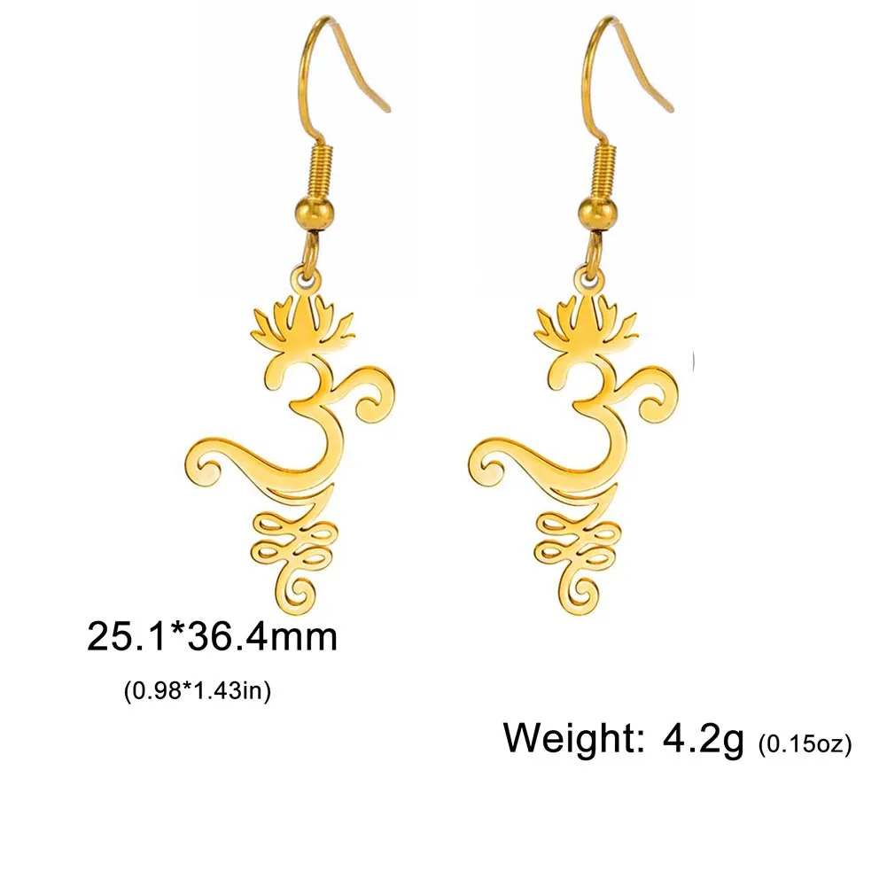 Skyrim Unalome Pendientes colgantes de flor de loto de acero inoxidable, colgante de budismo de Yoga, pendiente de gota, joyería espiritual, para mujeres: PALLADIUM