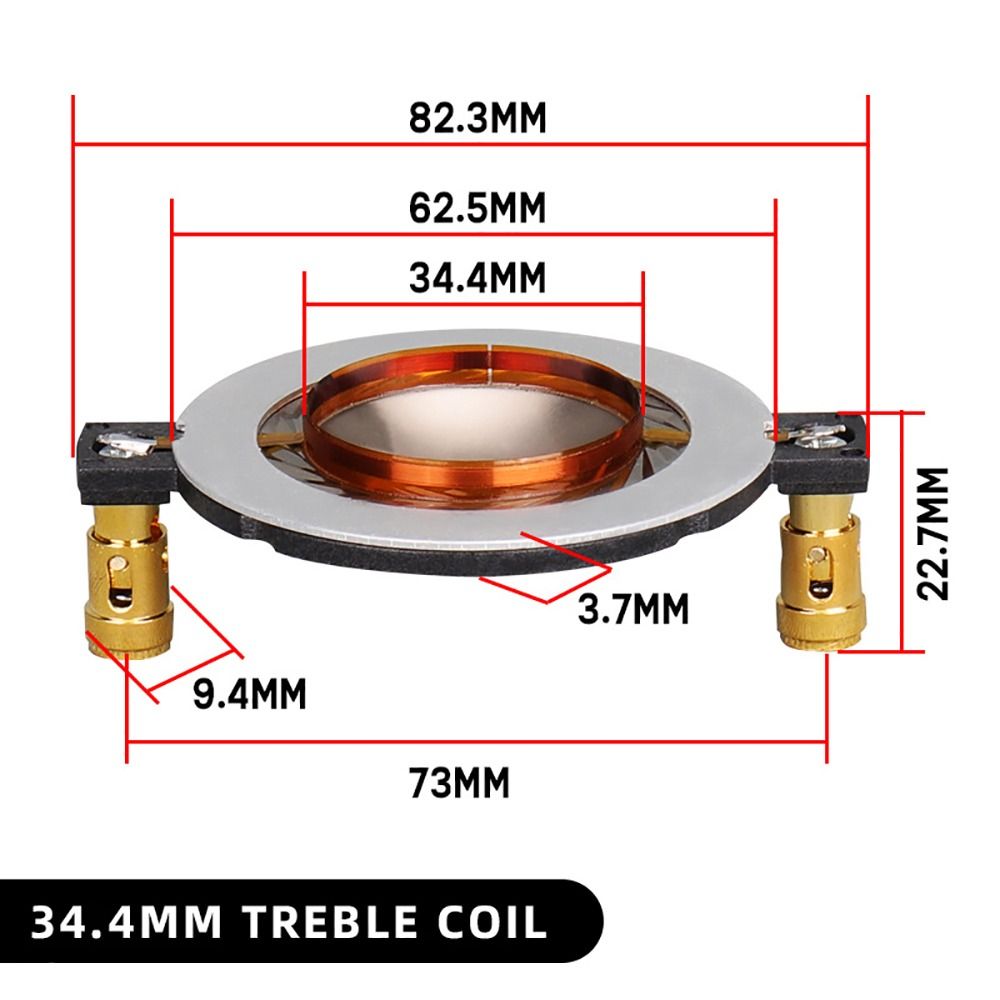 1pc schwarz 34,4 44,4 1, 5 51,3mm Kern Kupferdraht Hochtöner Schwingspule Membran Titan Film Höhen lautsprecher Höhen spule Reparatur: Silber
