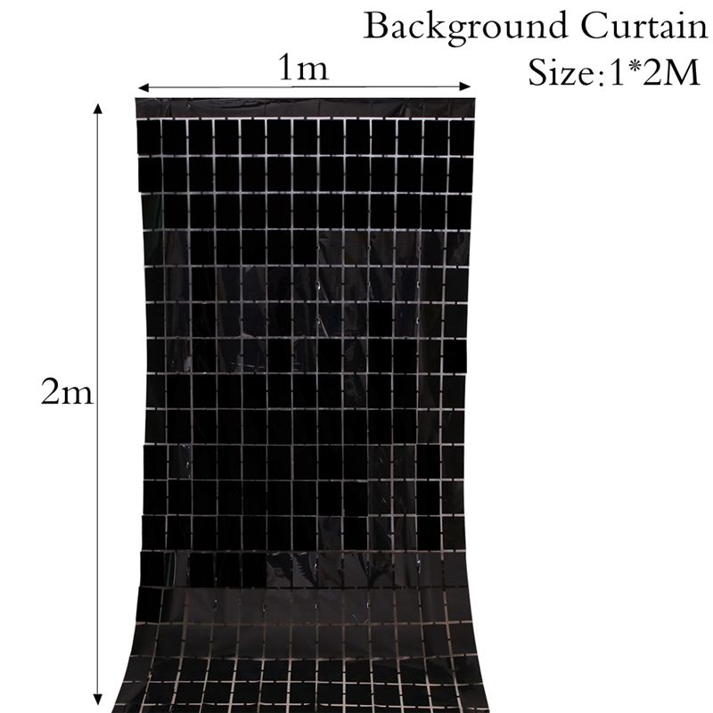 1X2M Gold Background Curtain Sequin Backdrop Wall Decor Wedding Birthday Baby Shower Christening Graduation Backdrop Anniversary: Black