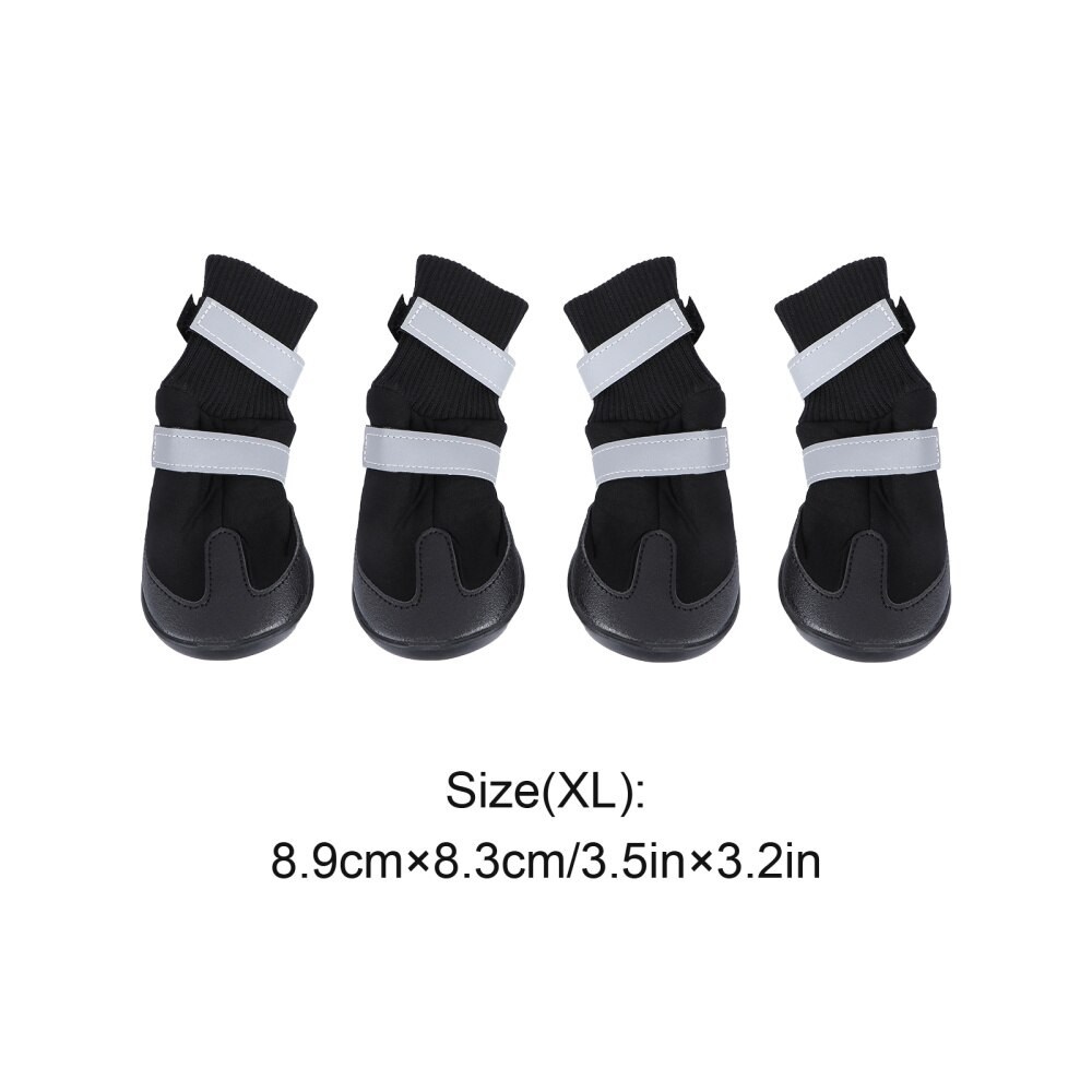 4pcs Waterproof Pet Dog Boots for Medium to Large Dogs - Size (Black)