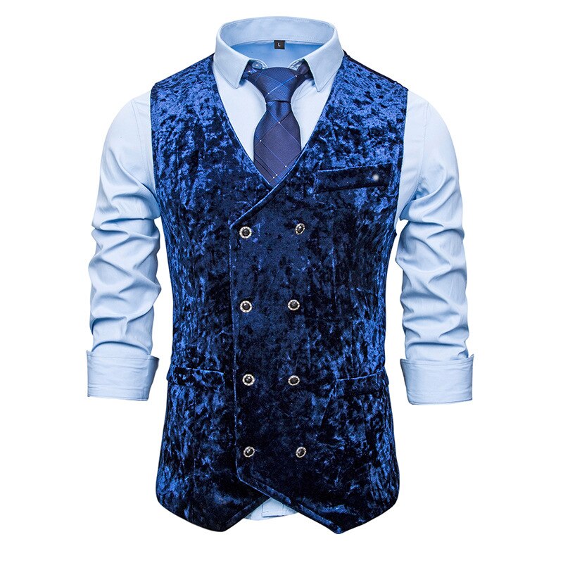 Men's Double Breasted Suit Vests, Formal Business Gilet Waistcoat, Lapel Casual Vest, for Wedding Groom Dating, Pack of 1, White