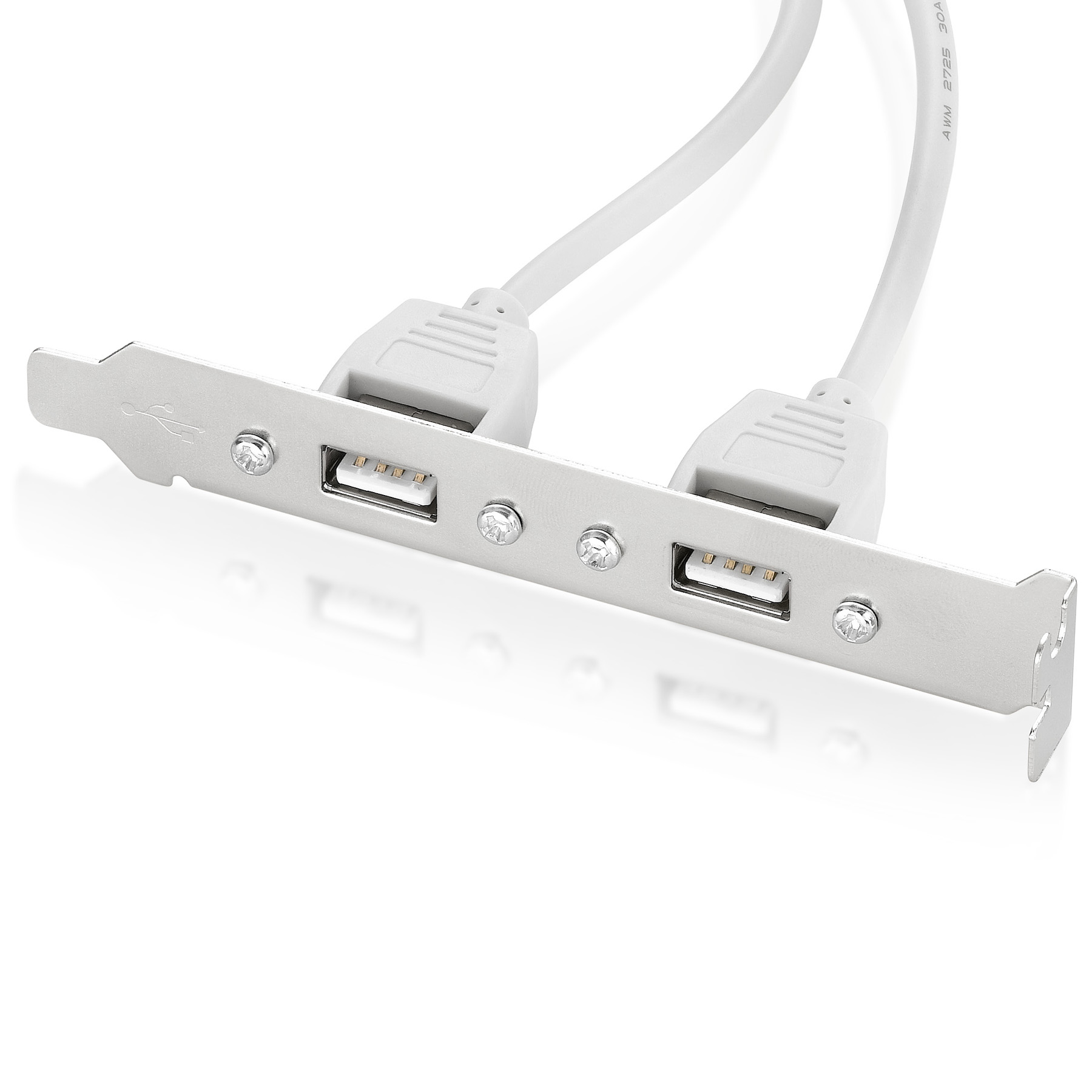 Bochara Dual 9pin Header to 2 Ports USB 2.0 Female Cable Back PCI Panel Bracket For Desktop Computer