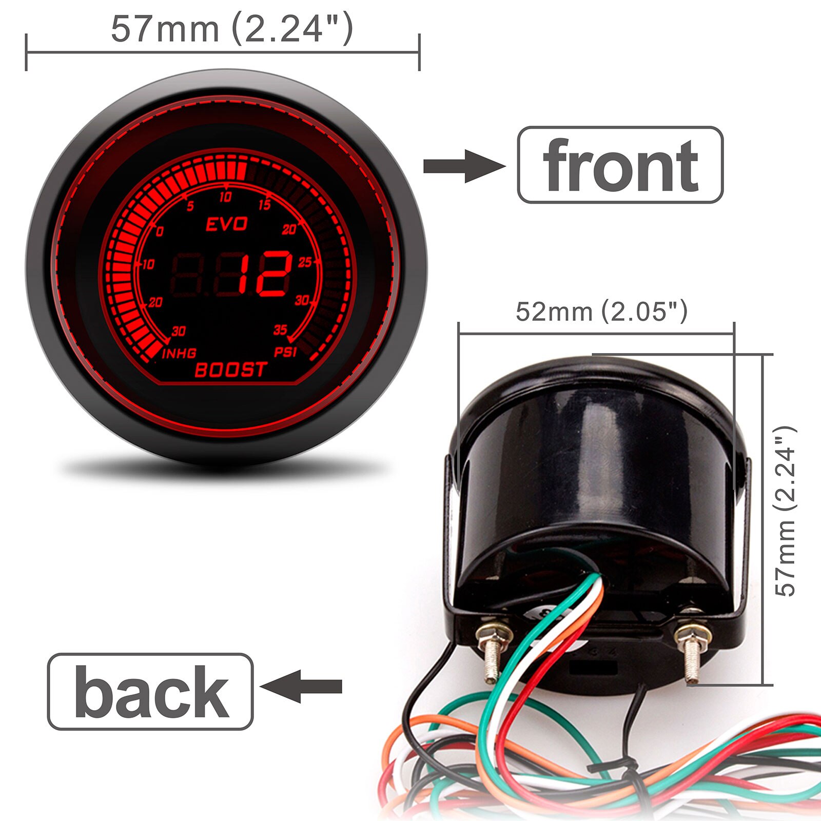 52mm Car Guages Boost Turbo Gauge Psi LCD Digital Display With Sensor Red Blue jauge voiture reloj presion turbo auto bar