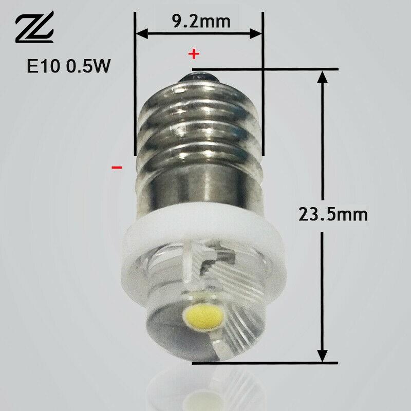 Led-lommelygte, lommelygtepære, udskiftning,  e10 p13.5s skrueporte, 0.5w 3v 4.5v 6v , indikator, signal, instrument, lille pære