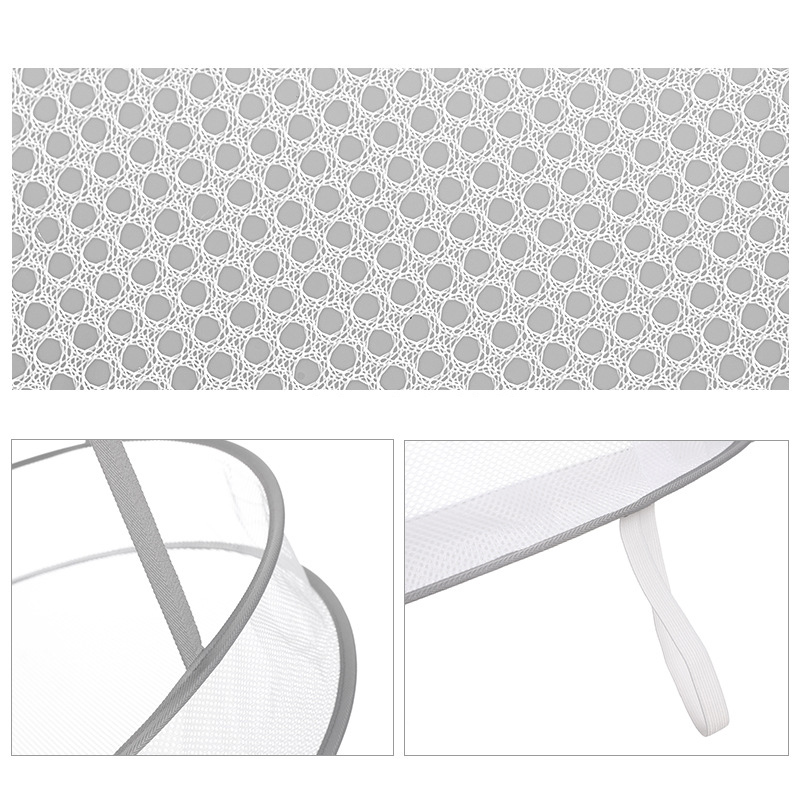 Grey Double-Layer Clothes Drying Net Collapsible Windproof Clothes Basket Polyester Breathable Dry Socks Drying Rack Laundry