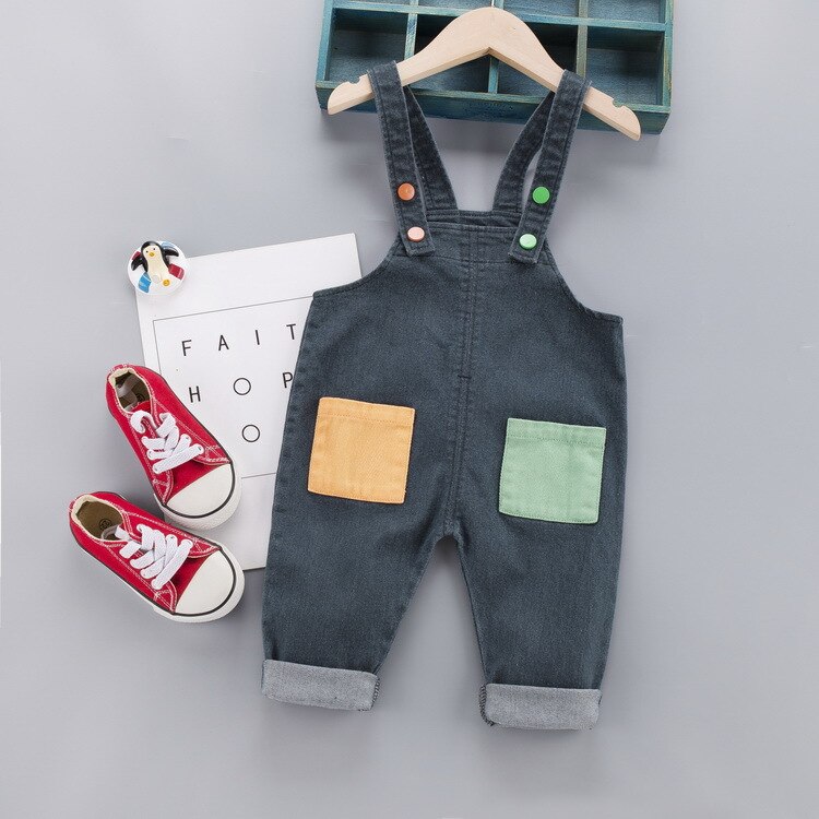 Herfst Jongens Jarretel Broek Patchwork Kinderen Cowboy Overalls Kan Open Kruis Voor Jongen Meisjes Algehele Baby 'S Broek: Black / 12m