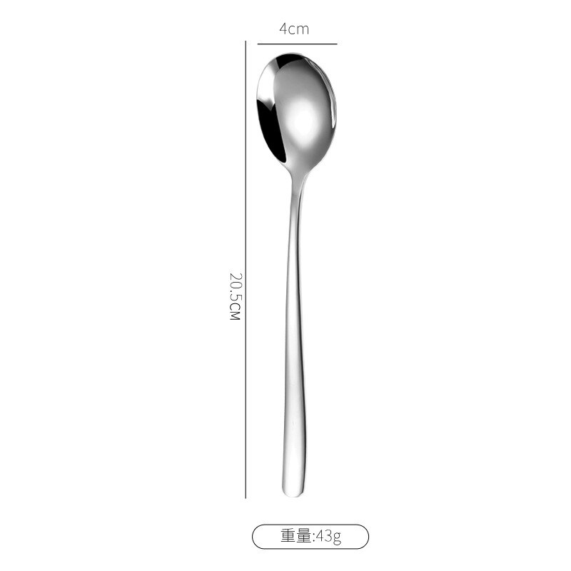 304 Stainless Steel Korean Spoon Long Handle Spoon Dessert Spoon Stirring Spoon Household Eating Soup Spoon Tableware: a1
