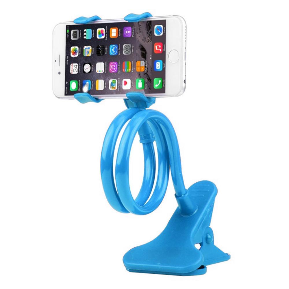 Support de téléphone portable Flexible à deux pinces, bras paresseux: L - Blue