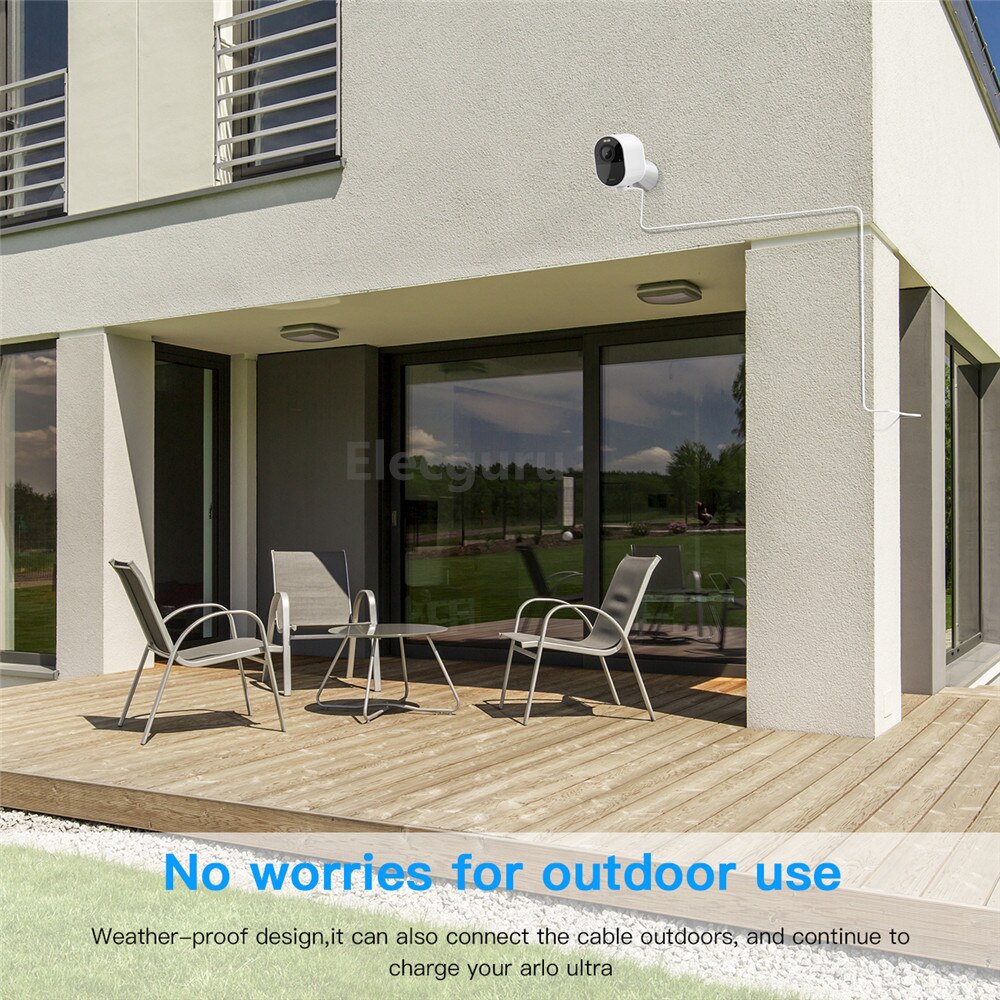 Wasserdicht 30ft/9m Ladekabel mit Adapter für Arlo Profi 3 Flutlicht Kamera, wetterfeste QC 3,0 Schnelle Ladung Ladegerät, Weiß