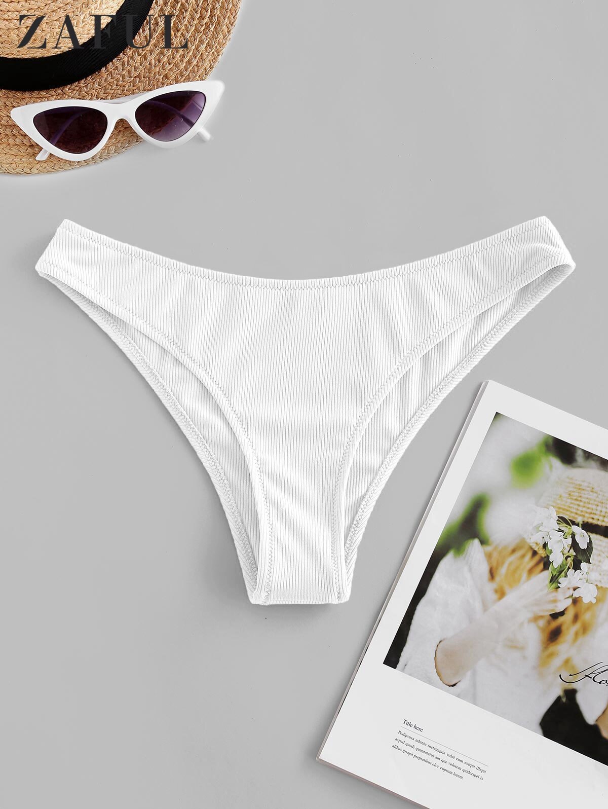 ZAFUL – maillot de bain brésilien pour femmes, culotte de plage, Sexy, rainuré, taille basse, couleur unie, pour l&#39;été