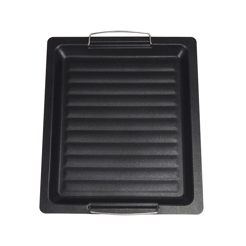 Non-stick tyk firkantet grillpande med to hjælperhåndtag til udendørs grill: Default Title