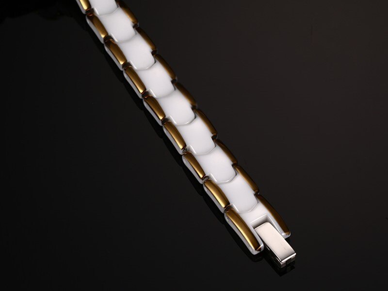 Gorgor Trendy Klassieke Keramische Armband Met Zwarte Steen En Gouden Rand Armbanden Voor Voor Elegante Vrouwen Sieraden CBRM-001