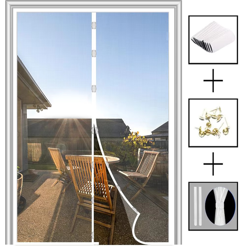 Magnetische Bildschirmtür, einziehbare Netztüren, Haustiernetz, Terrasse, freihändiger magischer Verschluss, Moskito-Vorhang, robust, kinderfreundlich: 8*2,6 / Grün