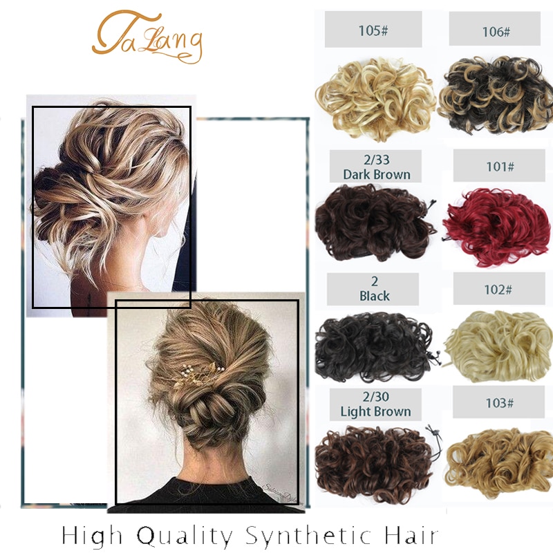 TALANG 2 Plastic Comb Clip In Curly Synthetic Hair Pieces Chignon Updo Cover Hairpiece Extension Hair Bun Hair Accessories