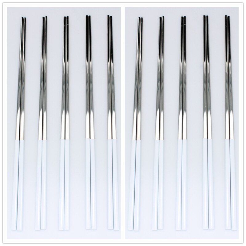 10 Paare Sushi Hashi Stäbchen edelstahl Lebensmittel Klasse Platz Chinesischen Metall Stäbchen Mehrweg Stäbchen Küche Werkzeuge: 10Paare Weiß Silber-