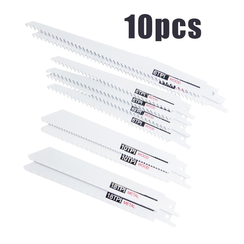 10pcs Multi Purpose Saw Cutter Set Jigsaw Blades Curve Metal Wood Reciprocating Cutting Tool Accessories