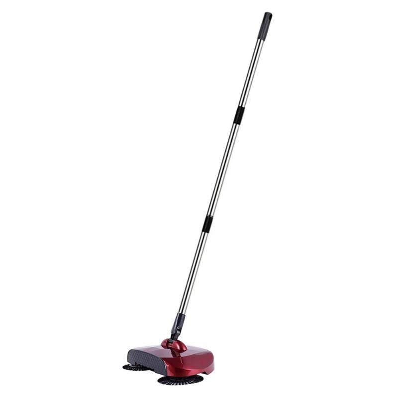 Long Handle Sweeping Machine Push Type Hand Push Magic Broom Dustpan Handle Household Cleaning Package Hand Push Sweeper mop: Red