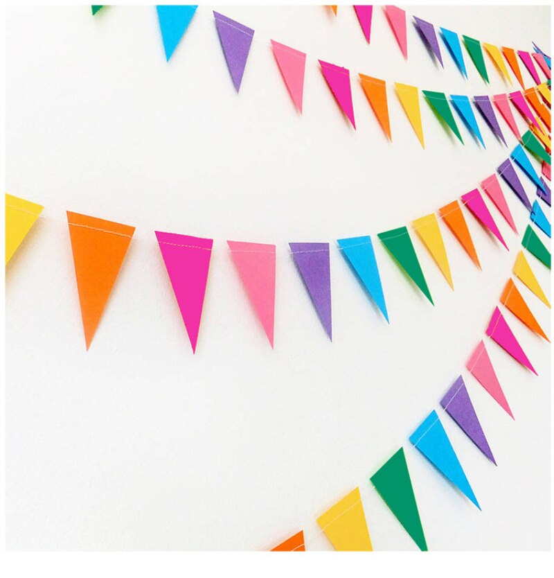 4M banderas coloridas guirnalda de papel banderines de cumpleaños banderín de de bebé decoración colgante Banner boda bandera suministros