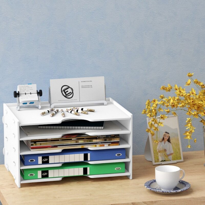 Multi-layer A4 Papier Bestand Houder Diversen Opbergdoos Pvc Hout Desktop Boek Tijdschrift Bureau Plank Thuis Kantoorbenodigdheden organizer