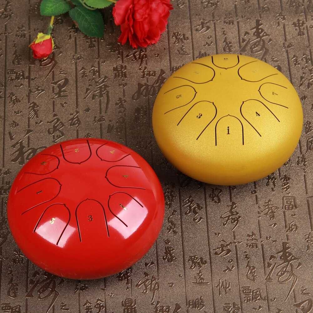 Tambour à langue éthérée en acier de 6 pouces, tambour à rythme éthérée, 8 tons, Percussion à clé C, poêle à main, tambour Tang avec pilon pour