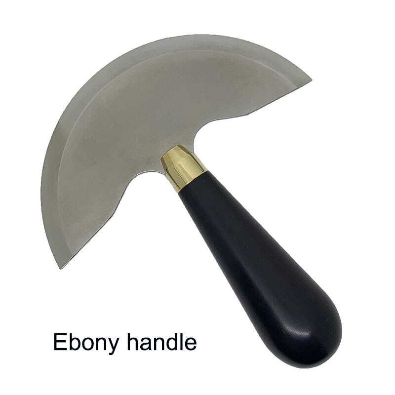 Couteau artisanal en cuir à demi-lame ronde: Ebony handle