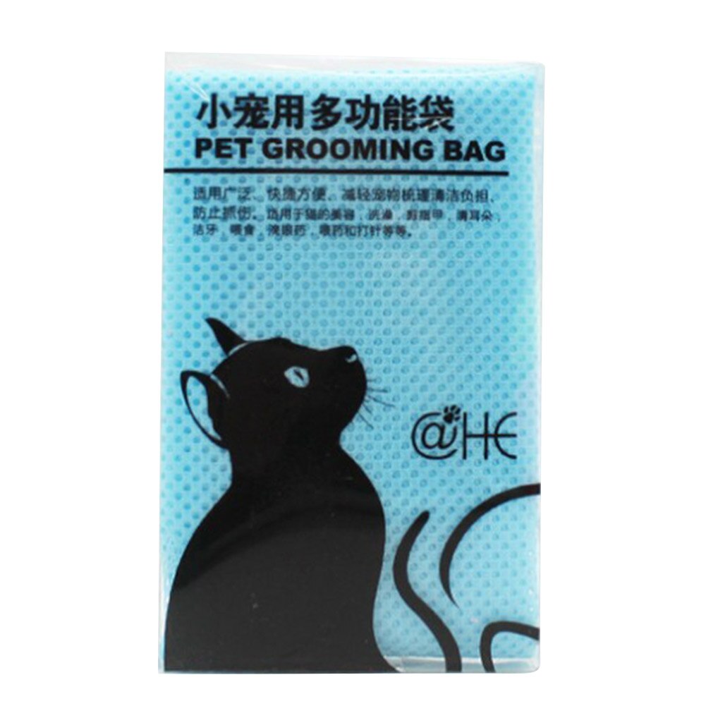 1pcs Mesh Cat Washing Bag Adjustable Pet Clean Bathing Bite Restraint Bag Anti-bite And Anti-scratch: Blue