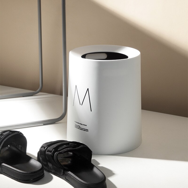 Uncovered Trash Can Living Room Bucket Garbage Office Dustbin Online Red Round Double-layer Bedroom Household Cleaning