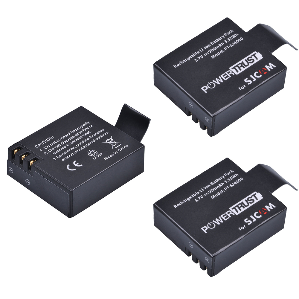 Batería de 3,7 V SJ4000 y cargador Dual LED para baterías de Cámaras Deportivas de acción SJCAM Sj4000, SJ5000, SJ6000, SJ7000, SJ8000: 3Battery