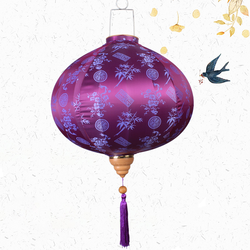Year Lantern Party Wedding Ancient Lantern Vietnam Diamond Pattern Silk Cloth Round Lantern Retro Decoration: 1 / 12inch
