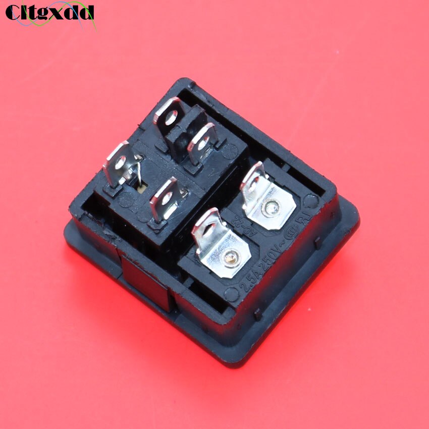 cltgxdd 1~5pcs IEC320 C8 AC 2.5A 250V power Cord Inlet socket receptacle with red light rocker switch for Computer Amplifier