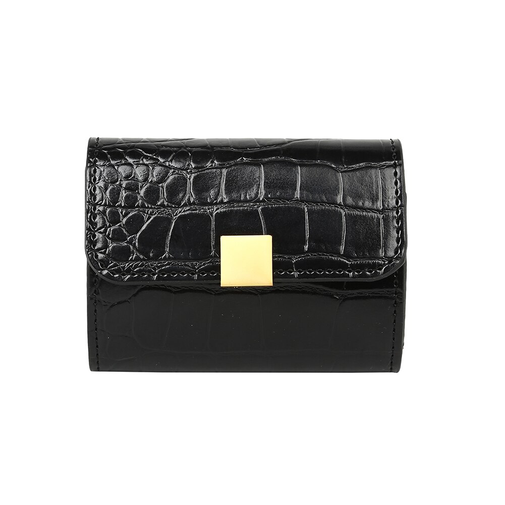 Krokodil Patroon Portemonnee Vrouwen Multi-Slots Pu Clutch Dames Korte Portemonnee Kaart Tassen: Black
