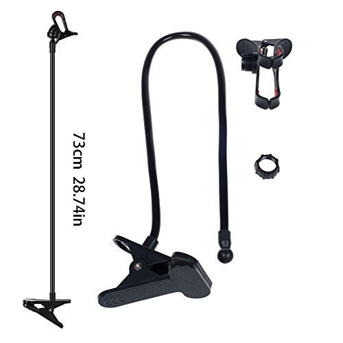 Plastic Flexible Long Arms Gooseneck Clip Clamp Stand Universal Cell Phone Holder - Black for smartphone
