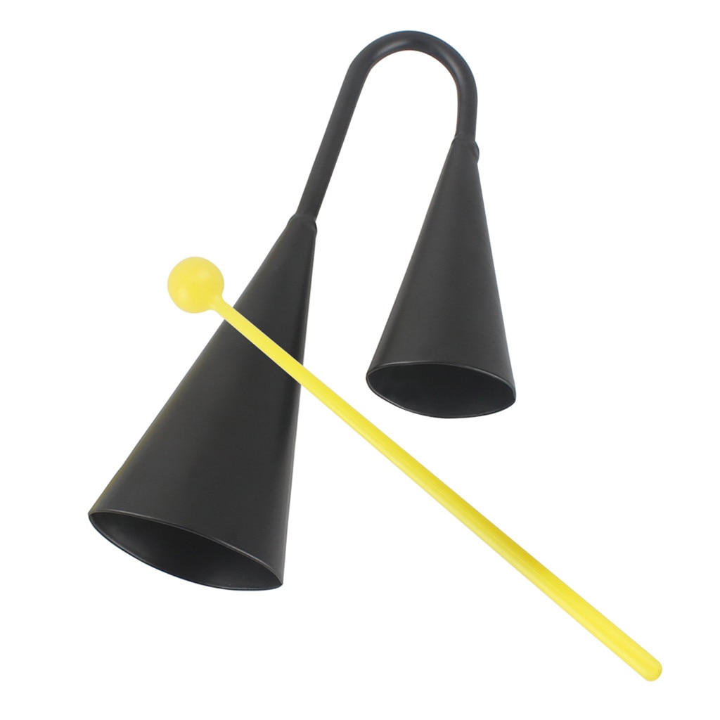 Black Iron Double Cowbell Percussion for Musical Learning Instruments