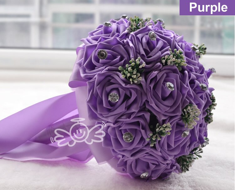 AYiCuthia Prachtige Handgemaakte Bruiloft bloemen Witte Bruidsmeisje Bruidsboeketten kunstmatige Rose Bruiloft Boeket S52