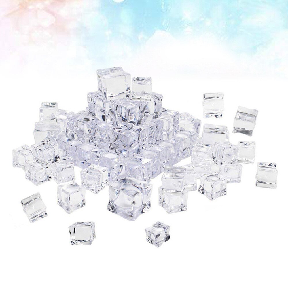 50Pcs 30mm Cube Shape Artificial Acrylic Ice Cubes Glass Luster Ice Cubes Crystal Clear Photography Props Kitchen Decoration