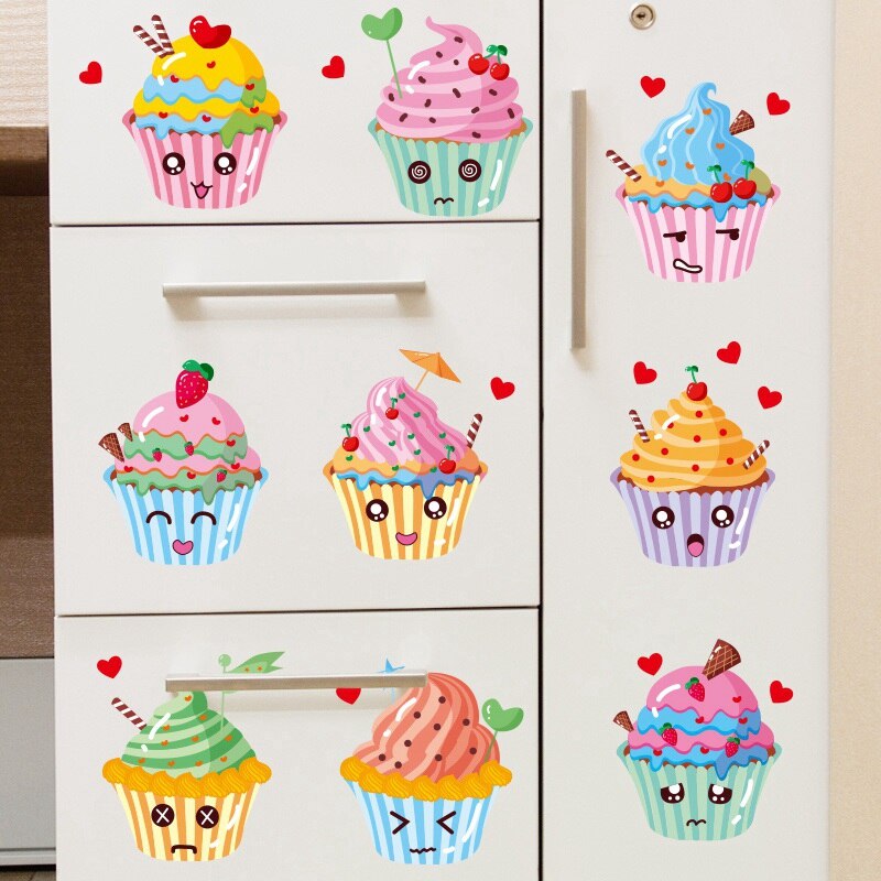 Pegatinas de pared autoadhesivas con de comida creativa para chica encantadora, decoración de pared de cocina, baño, niños, decoración de habitación, pegatinas de arte resistentes al agua DC5