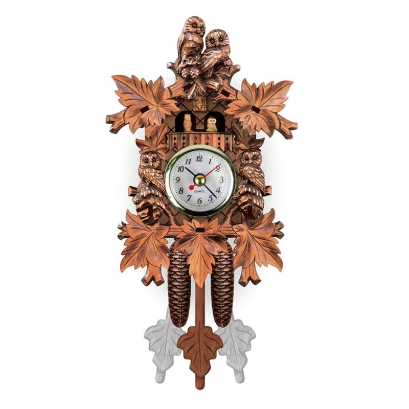 Antieke houten koekoeksklok met vogeltijdbel, wekker, horloge, woondecoratie 449c: 16