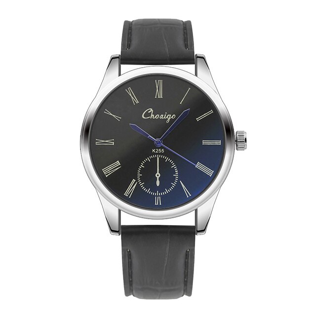 Neue Blaue Zeiger Liebhaber Uhren Luxus Hochglanz Glas retro Römischen Ziffern Paar Uhr Männer Frauen Leder Armbanduhr reloj: Männer Schwarz Schwarz