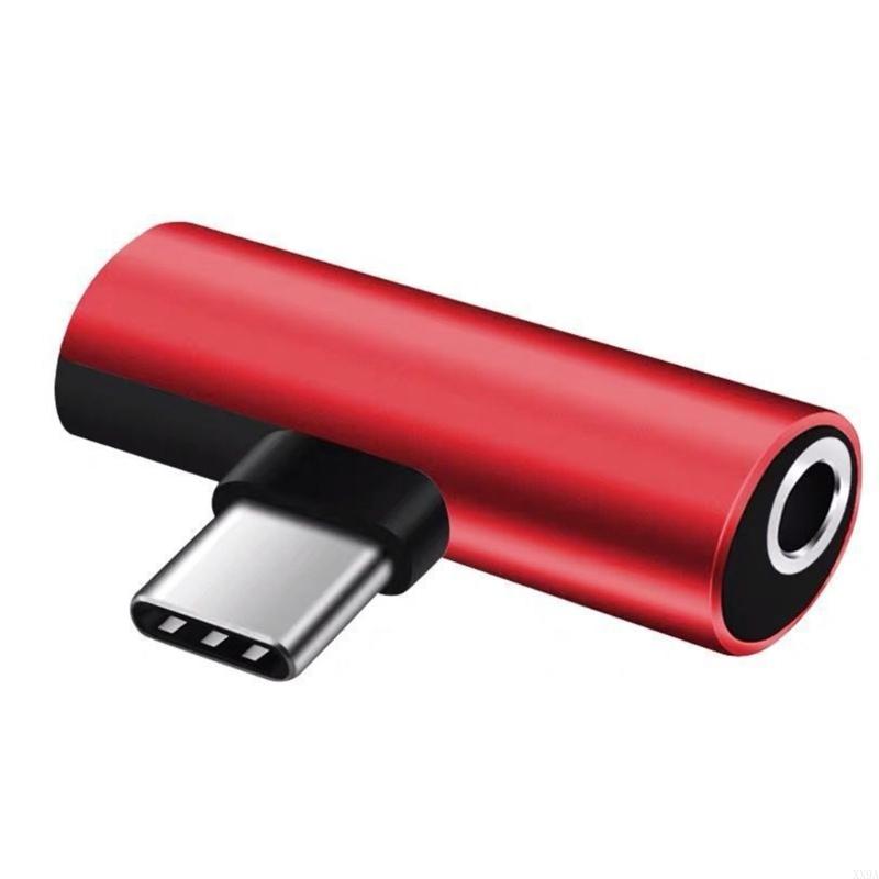 XX9A USB C to Aux-Audio Dongle Converter USB C to 3.5mm Earphone Adapter: Red