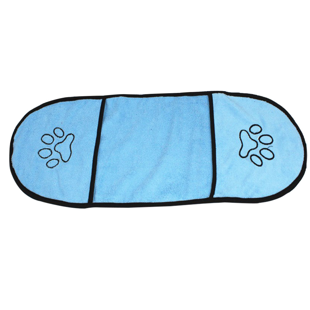 Toalla de perro súper absorbente, Toalla de baño de mascotas, Toalla de microfibra para secado de perros con dos bolsillos para perros pequeños, medianos y grandes: Sky Blue