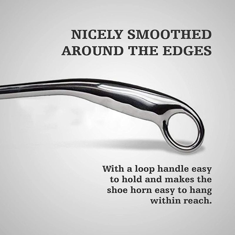 Extra Long Metal Shoe Horn Solid for All Size Shoes Boots with Loop Handle