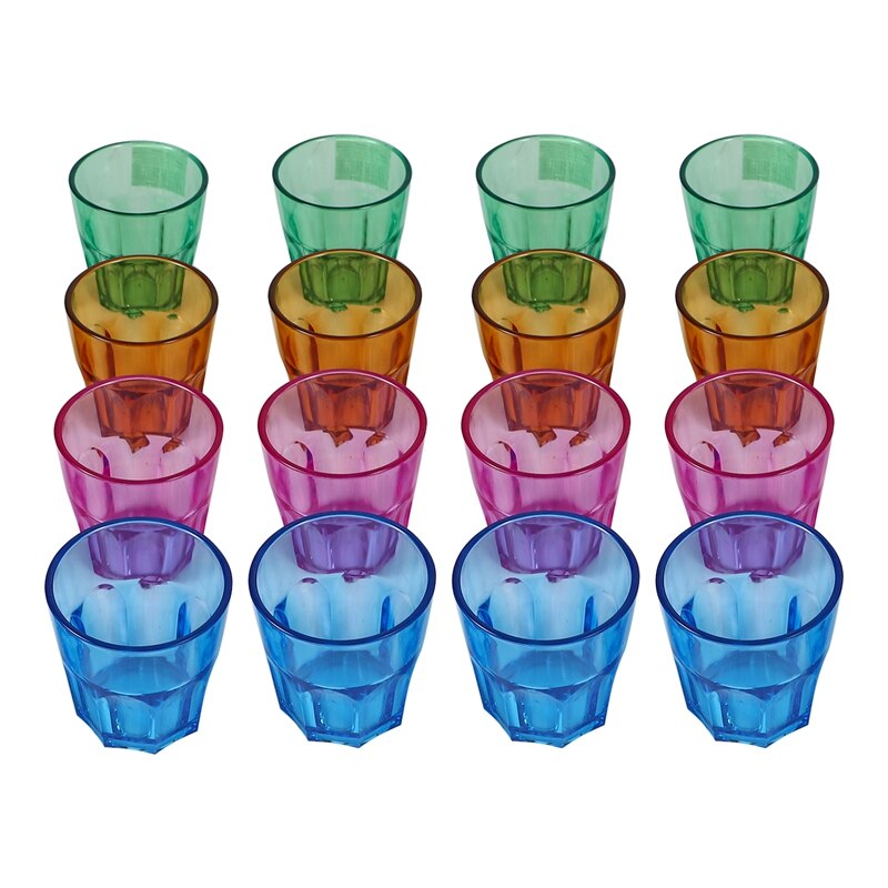 16 pièces 160Ml incassable Premium jus gobelet en plastique-gobelets en plastique-va au lave-vaisselle
